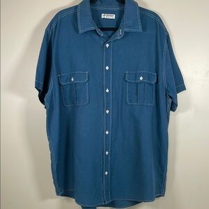 OLD NAVY XXL Linen Blend Mens Retro-look Button Down Short Sleeve Shirt Y2K